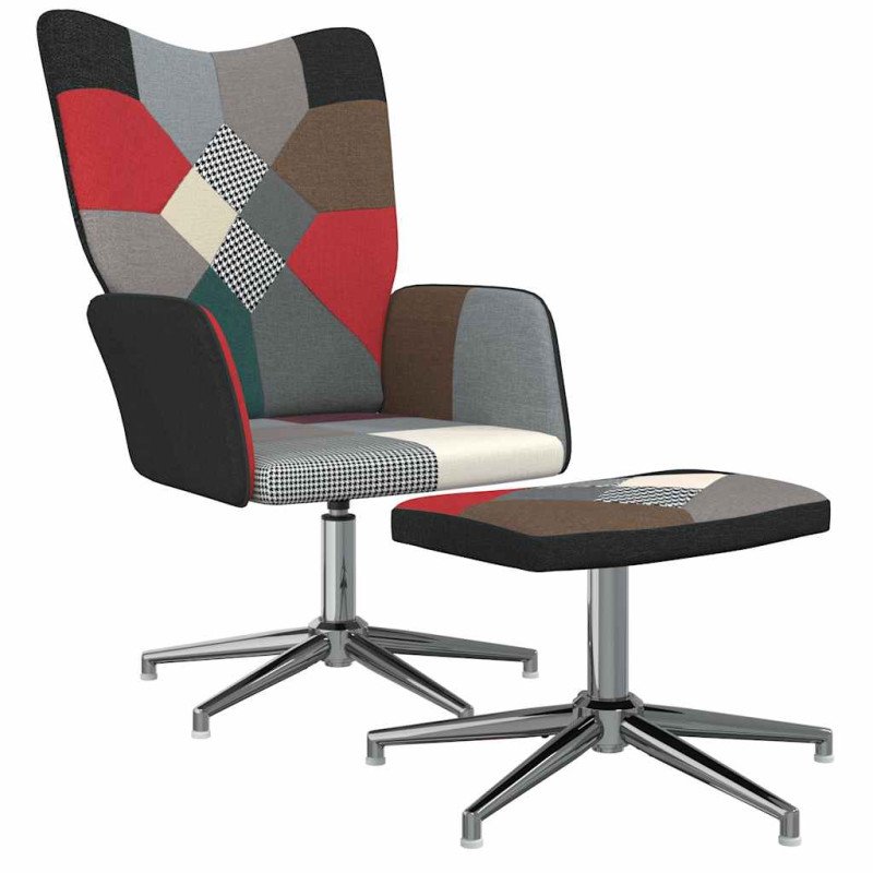 vidaXL Relaxačné kreslo s podnožkou vzor patchwork látkové