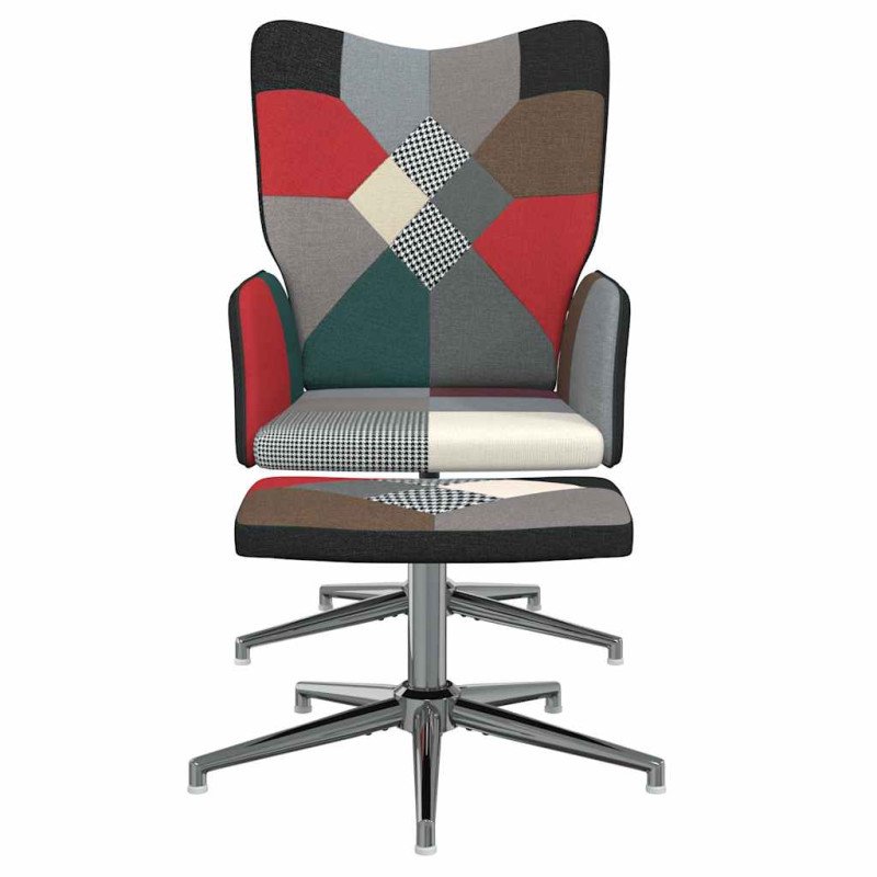 vidaXL Relaxačné kreslo s podnožkou vzor patchwork látkové