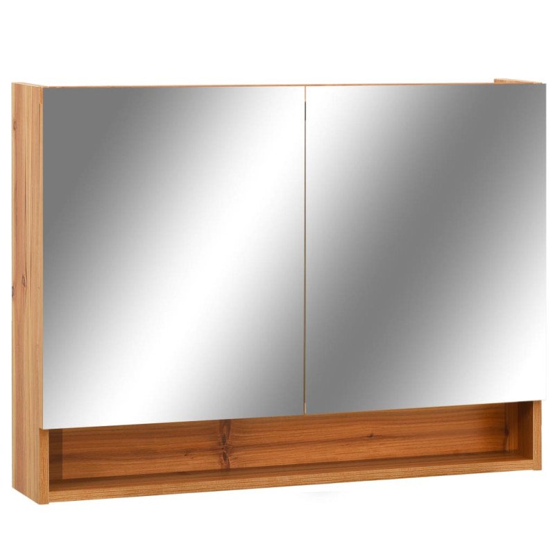 vidaXL LED kúpeľňová zrkadlová skrinka dubová 80x15x60 cm MDF