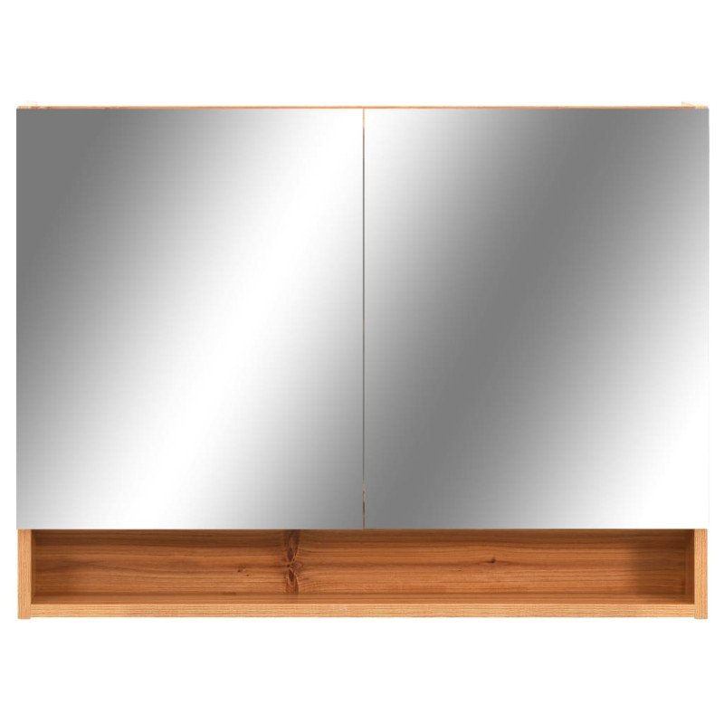 vidaXL LED kúpeľňová zrkadlová skrinka dubová 80x15x60 cm MDF