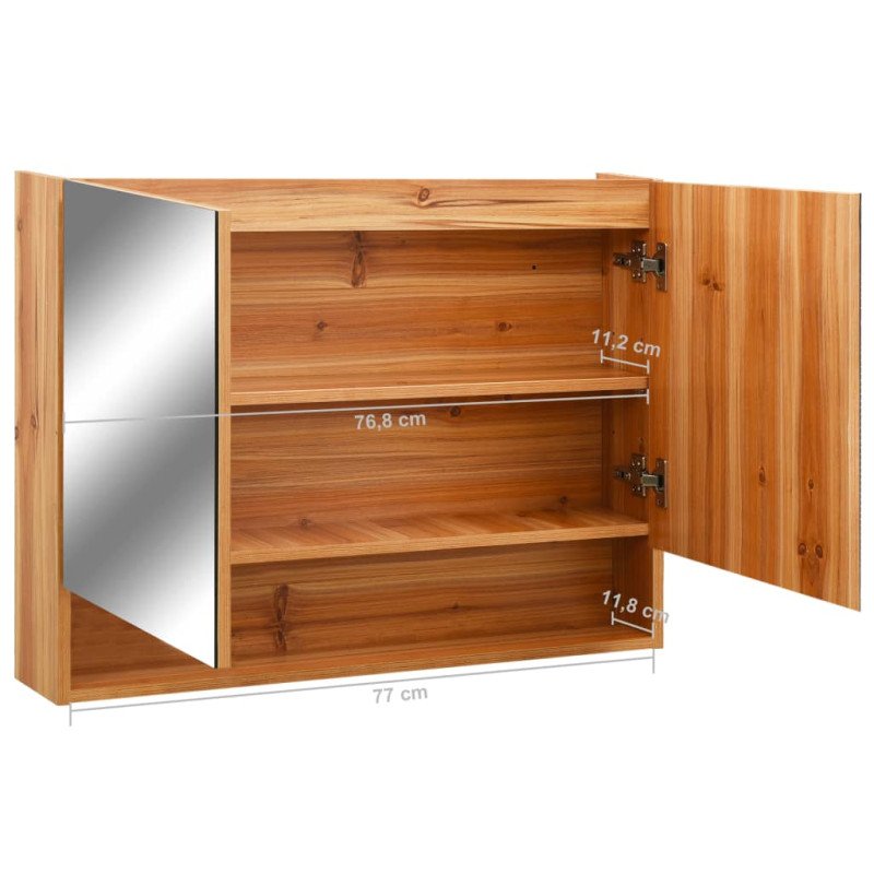 vidaXL LED kúpeľňová zrkadlová skrinka dubová 80x15x60 cm MDF