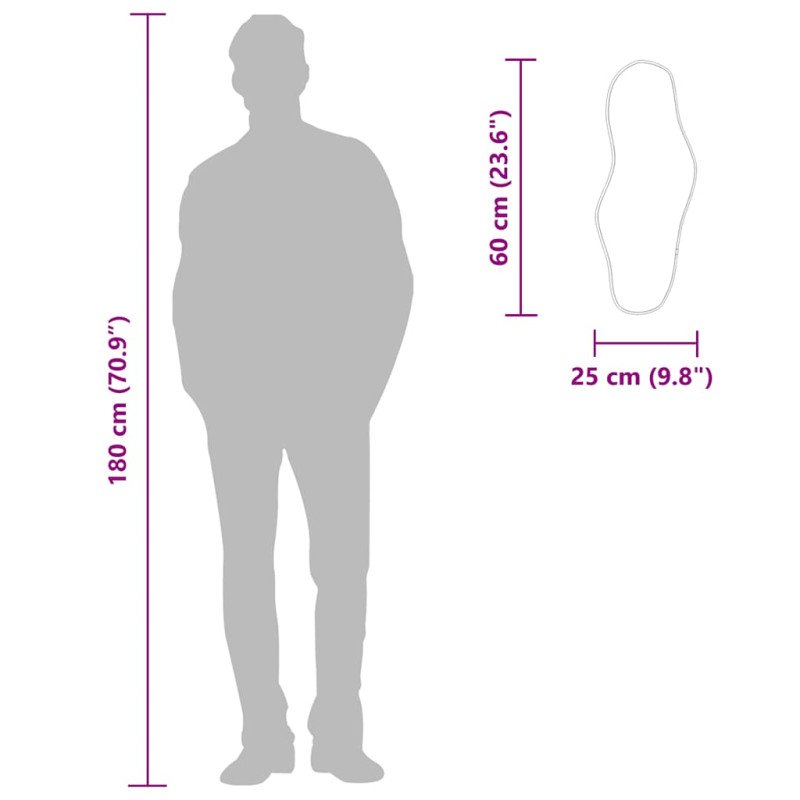 vidaXL Nástenné zrkadlo strieborné 60x25 cm
