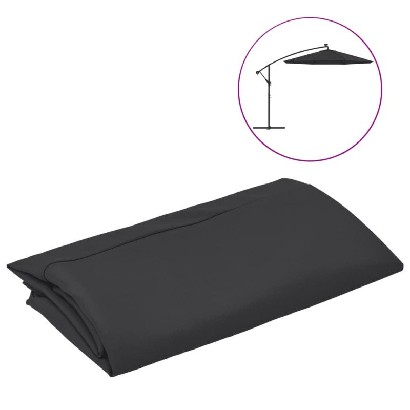 vidaXL Náhradná látka pre závesný slnečník čierna 350 cm