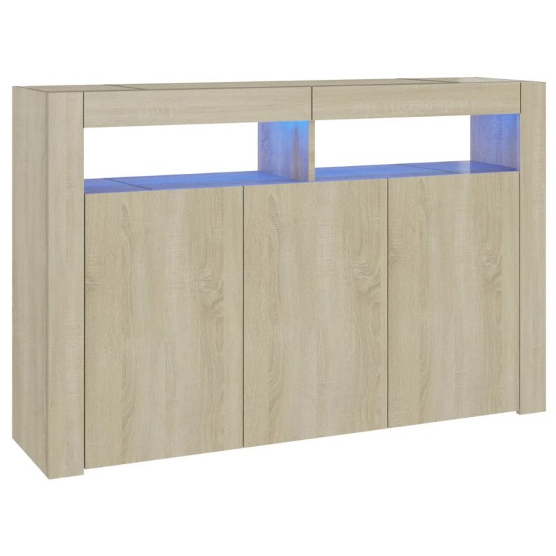 vidaXL Komoda s LED svetlami dub sonoma 115,5x30x75 cm