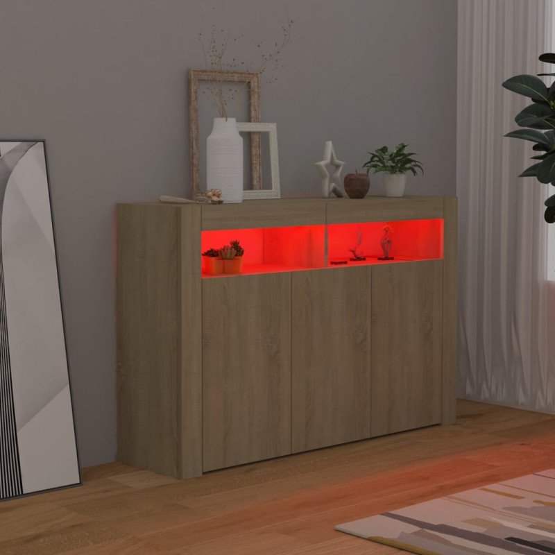 vidaXL Komoda s LED svetlami dub sonoma 115,5x30x75 cm