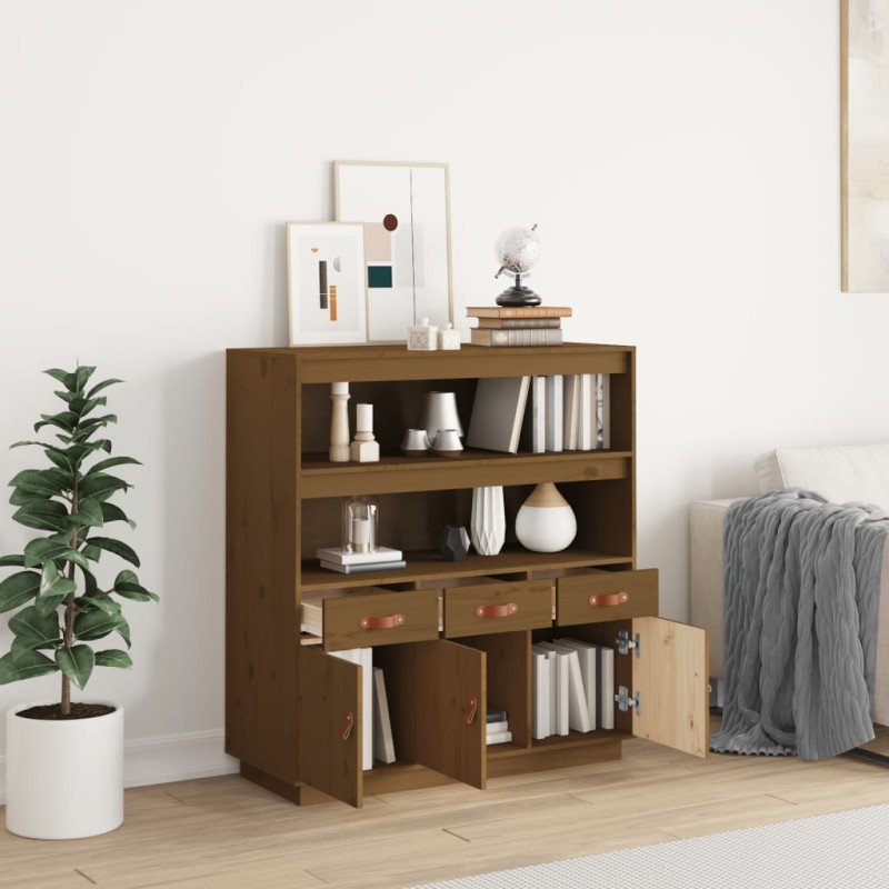 vidaXL Vysoká skrinka medovohnedá 100x40x108,5 cm masívna borovica