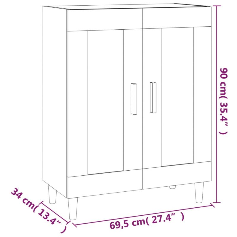 vidaXL Komoda hnedý dub 69,5x34x90 cm spracované drevo
