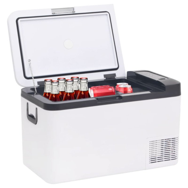 vidaXL Chladiaci box s rukoväťou čierno-biely 25 l PP a PE