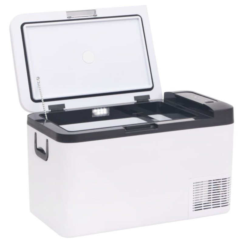 vidaXL Chladiaci box s rukoväťou čierno-biely 25 l PP a PE