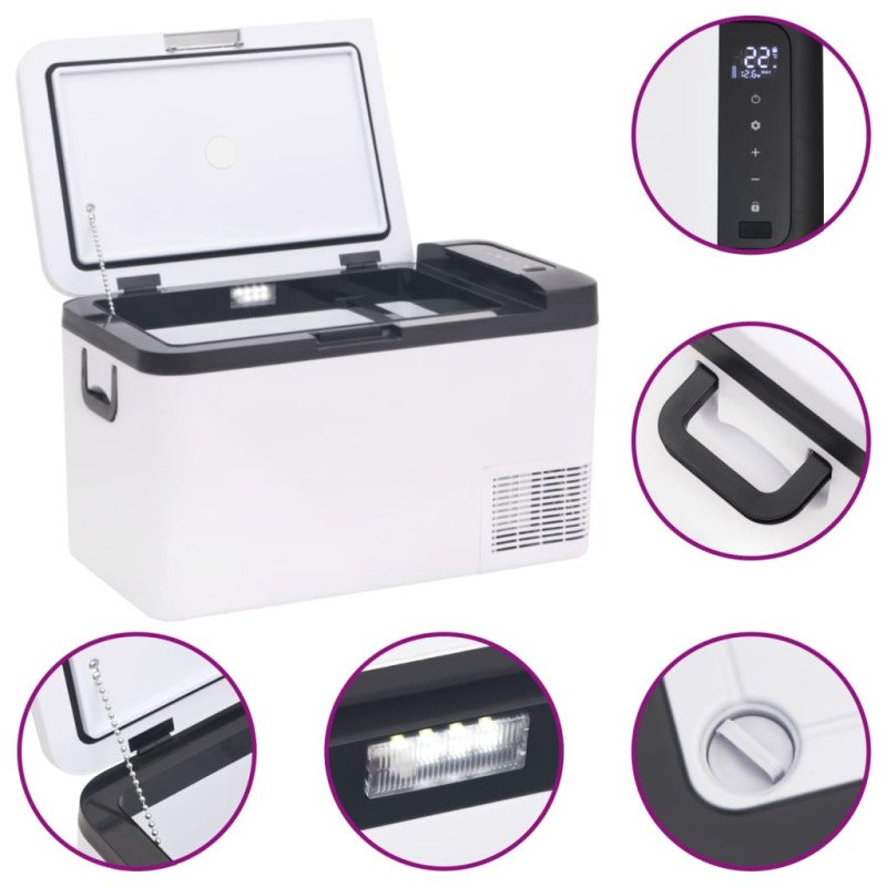 vidaXL Chladiaci box s rukoväťou čierno-biely 25 l PP a PE