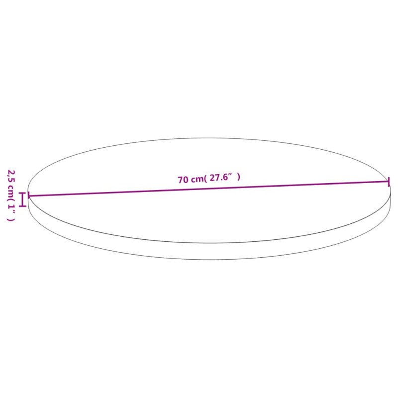 vidaXL Stolová doska Ø70x2,5 cm bambus