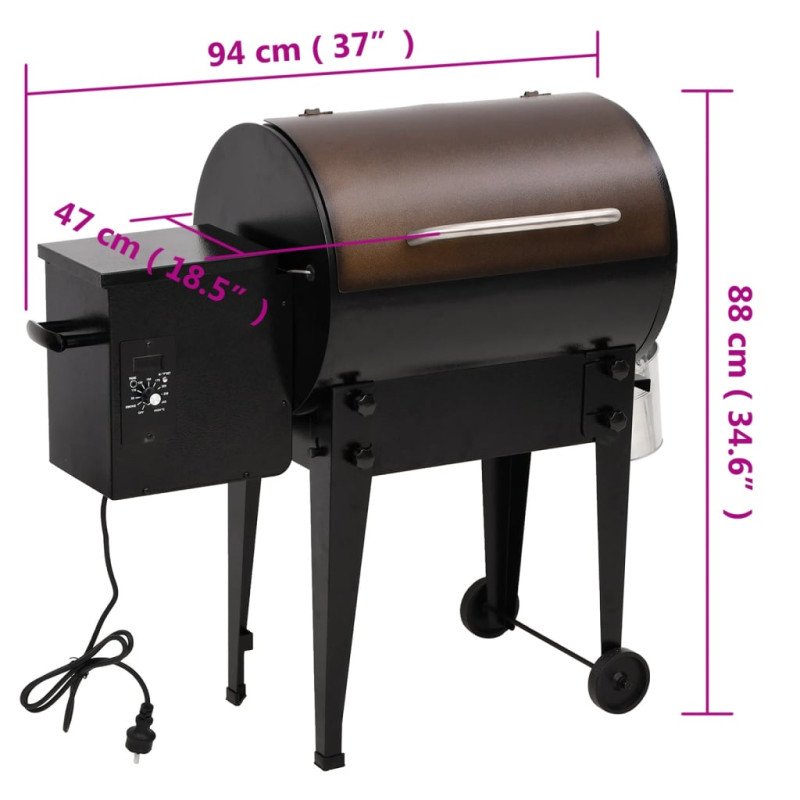 vidaXL Gril na pelety čierny 94 cm železo