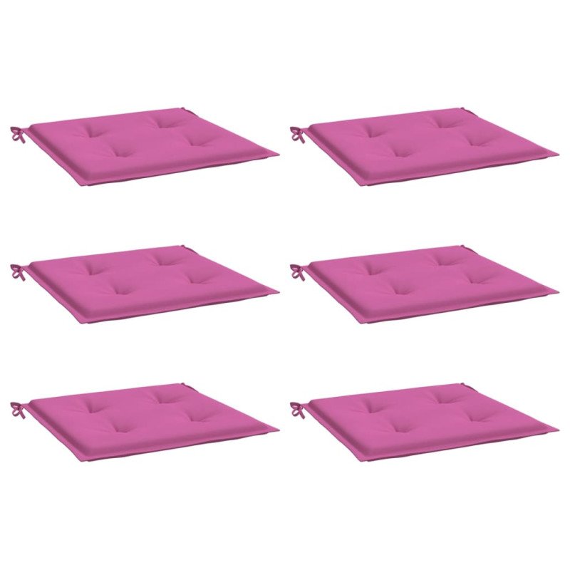 vidaXL Podložky na záhradné stoličky 6 ks ružové 50x50x3 cm látka