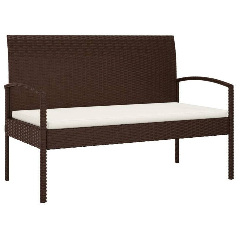 vidaXL Záhradná lavička s vankúšmi hnedá 105 cm polyratan