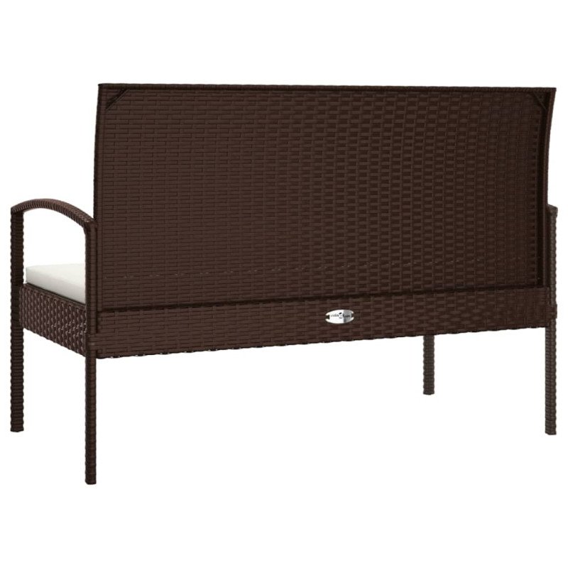 vidaXL Záhradná lavička s vankúšmi hnedá 105 cm polyratan