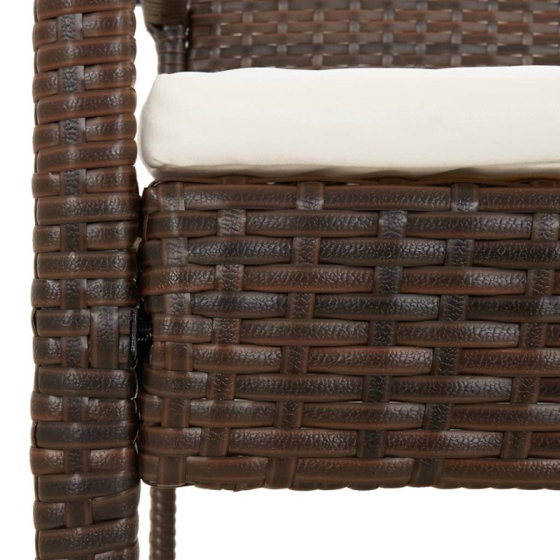 vidaXL Záhradná lavička s vankúšmi hnedá 105 cm polyratan
