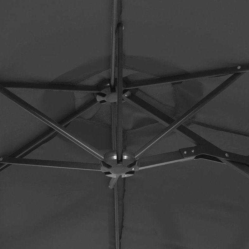 vidaXL Slnečník s dvojitou strieškou a LED antracitový 316x240 cm