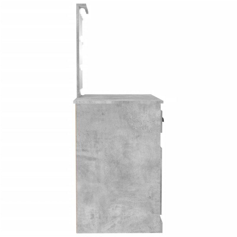 vidaXL Toaletný stolík s LED betónový sivý 90x50x132,5 cm sprac. drevo