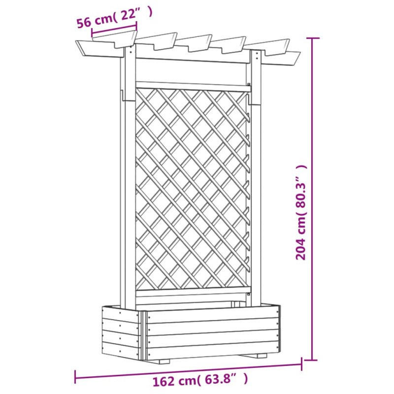 vidaXL Záhradná pergola s kvetináčom 162x56x204 cm, drevo