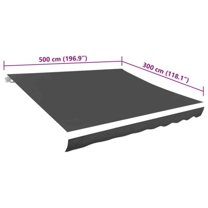 vidaXL Tieniaca plachta na markízu, plátená, antracitová 500x300 cm