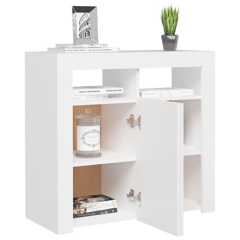 vidaXL Komoda s LED svetlami biela 80x35x75 cm
