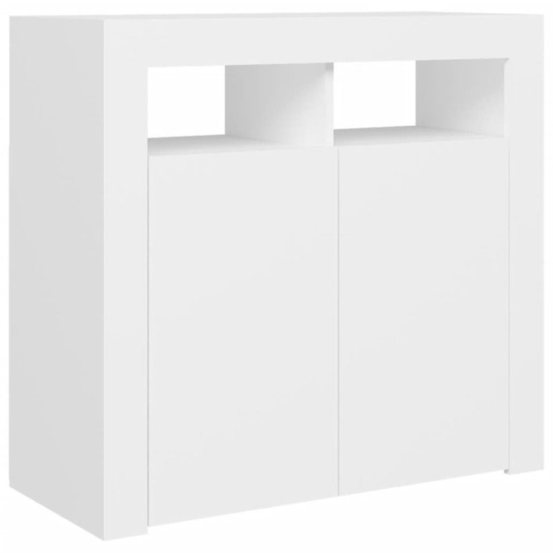 vidaXL Komoda s LED svetlami biela 80x35x75 cm