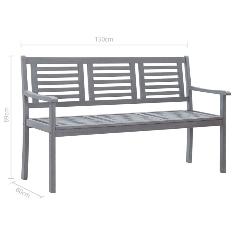 vidaXL 2-miestna záhradná lavica s vankúšom 150 cm sivá eukalyptus