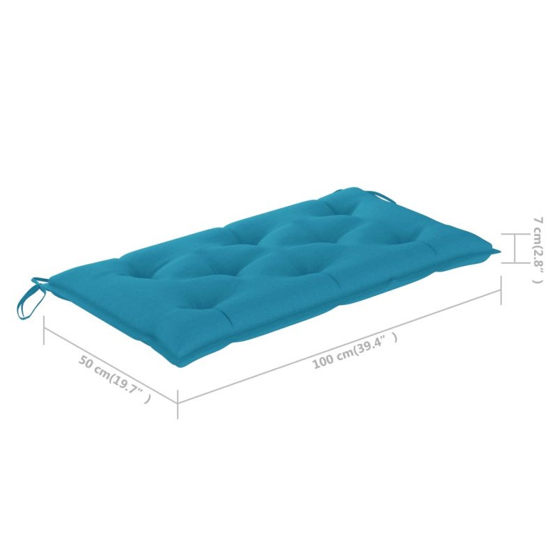 vidaXL Záhradná lavička, svetlomodrá podložka 112 cm, tíkový masív