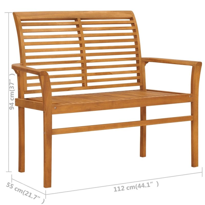 vidaXL Záhradná lavička, svetlomodrá podložka 112 cm, tíkový masív