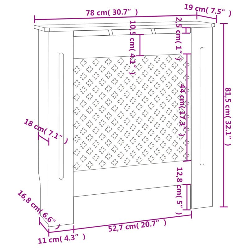 vidaXL Kryt na radiátor čierny 78 cm MDF