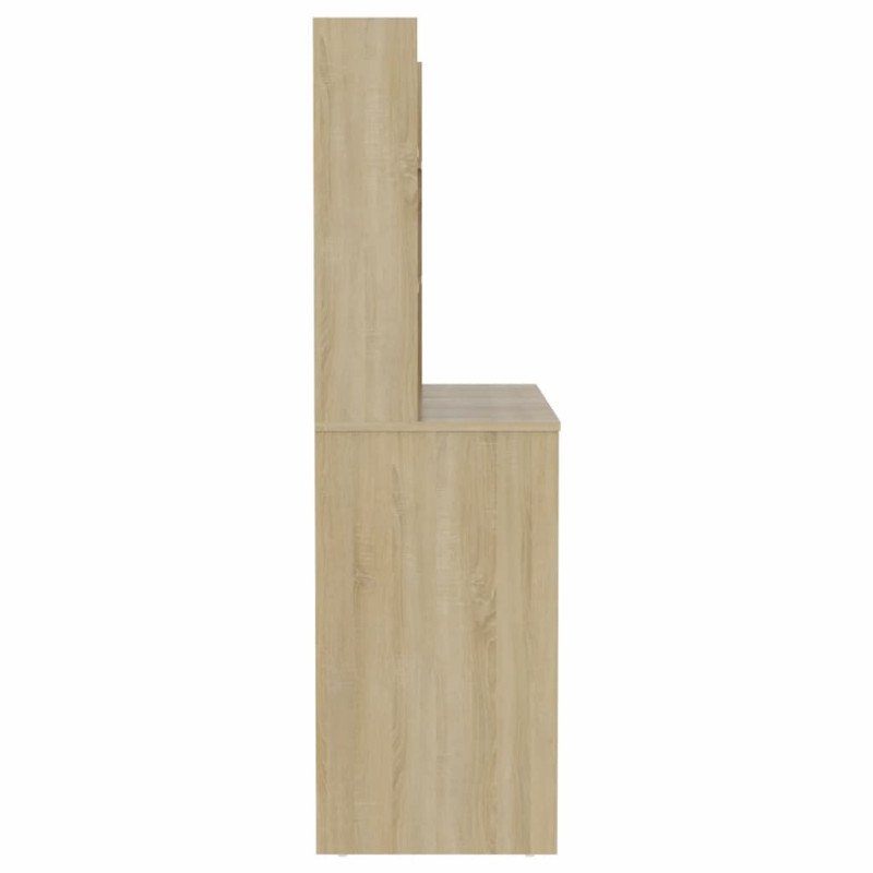vidaXL Toaletný stolík s LED svetlami 100x40x135 cm MDF dubový