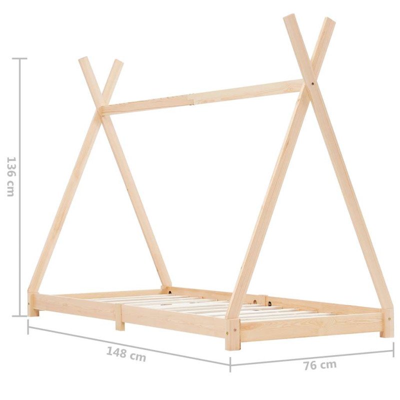 vidaXL Detský posteľný rám 70x140 cm borovicový masív