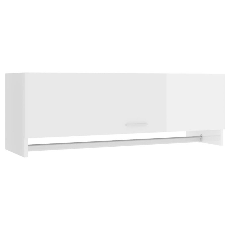 vidaXL Šatník lesklý biely 100x32,5x35 cm drevotrieska 