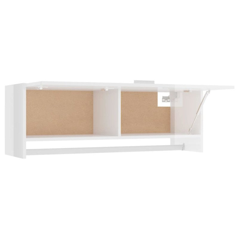 vidaXL Šatník lesklý biely 100x32,5x35 cm drevotrieska 