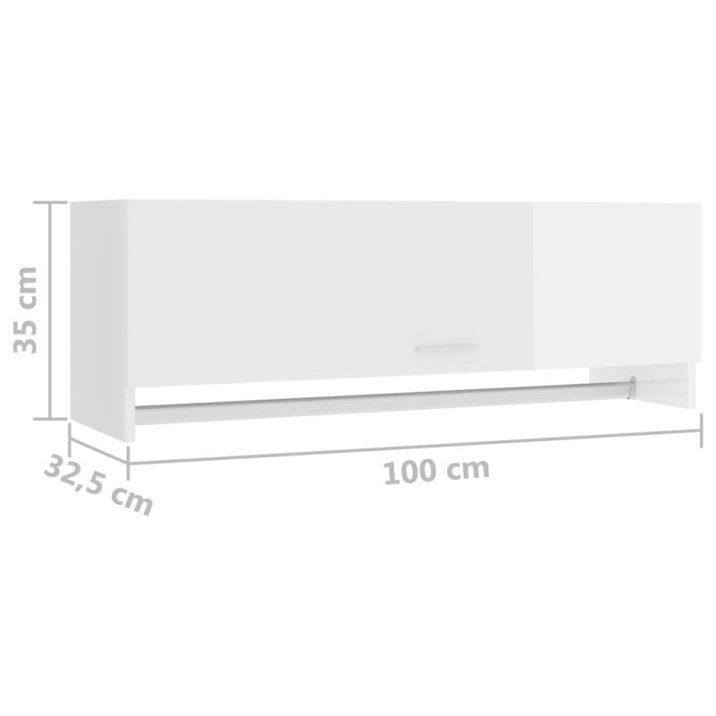vidaXL Šatník lesklý biely 100x32,5x35 cm drevotrieska 