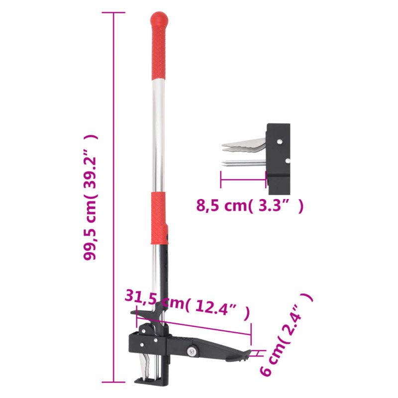 vidaXL Odstraňovač buriny červený a strieborný 99,5cm eloxovaný hliník