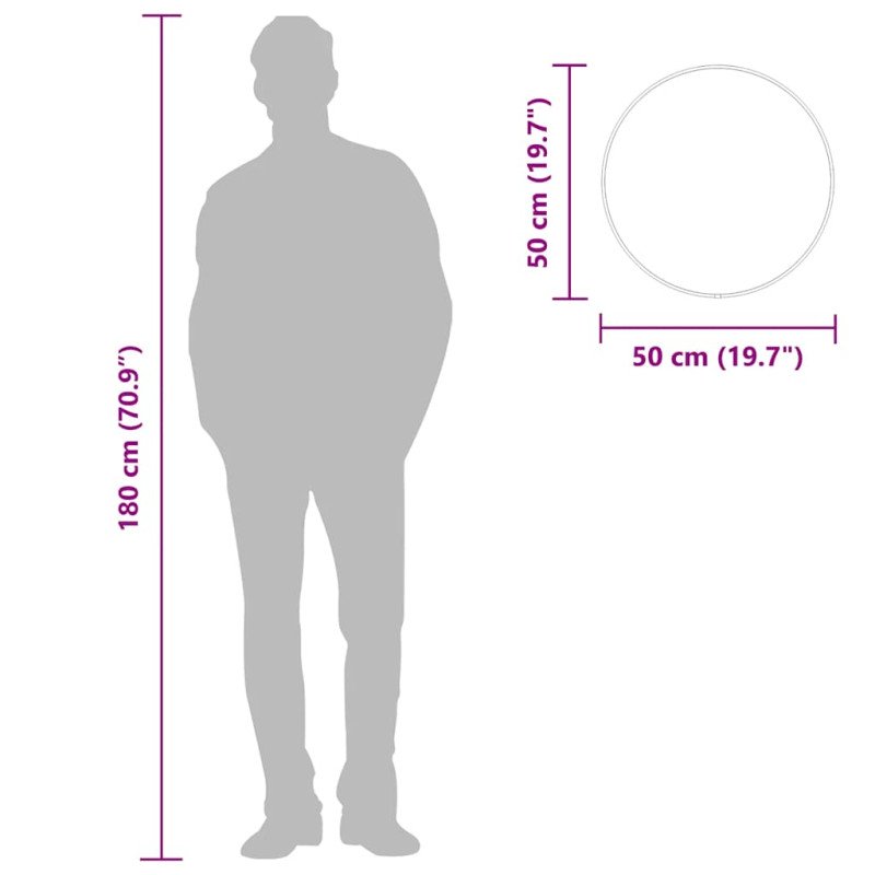 vidaXL Nástenné zrkadlo čierne Ø 50 cm okrúhle