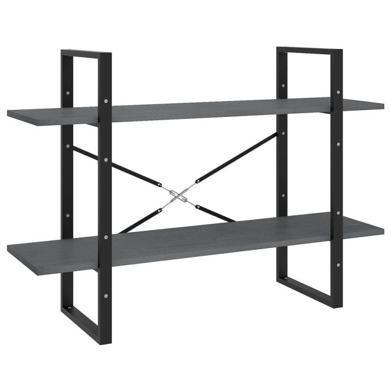 vidaXL Knižnica s 2 policami sivá 100x30x70 cm masívna borovica 