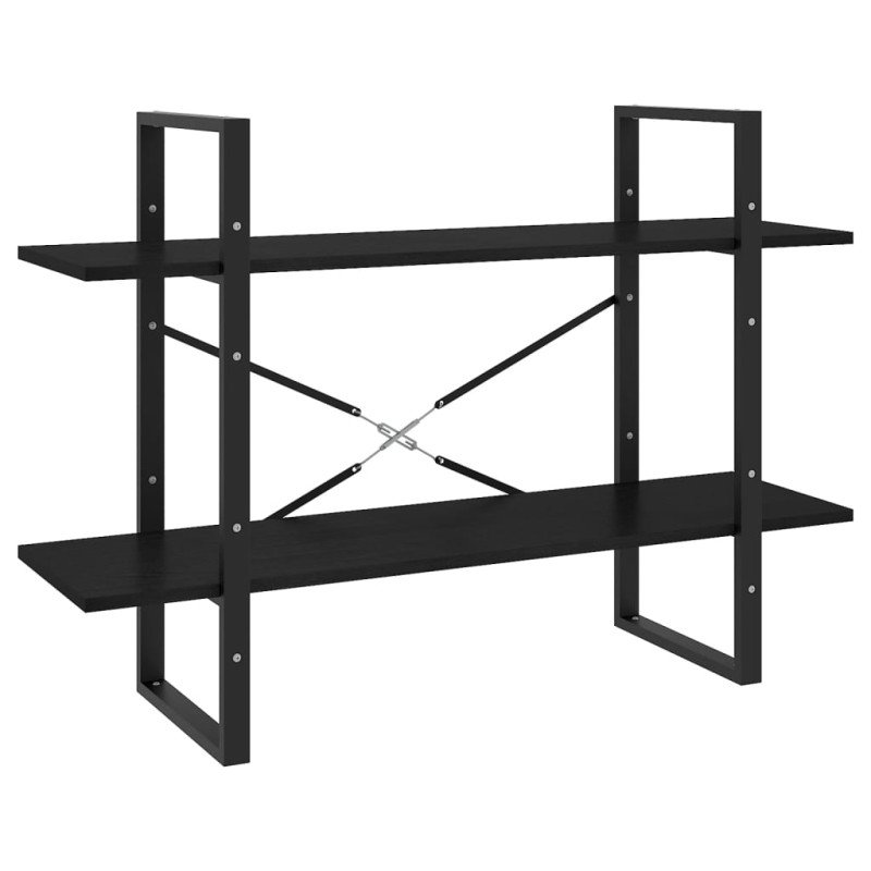 vidaXL Knižnica s 2 policami čierna 100x30x70 cm masívna borovica 