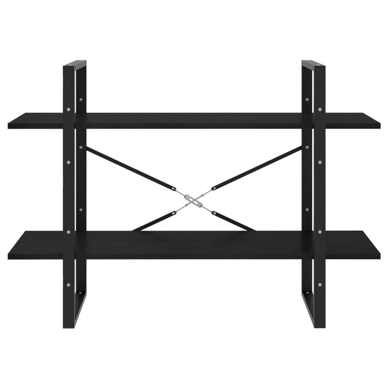 vidaXL Knižnica s 2 policami čierna 100x30x70 cm masívna borovica 