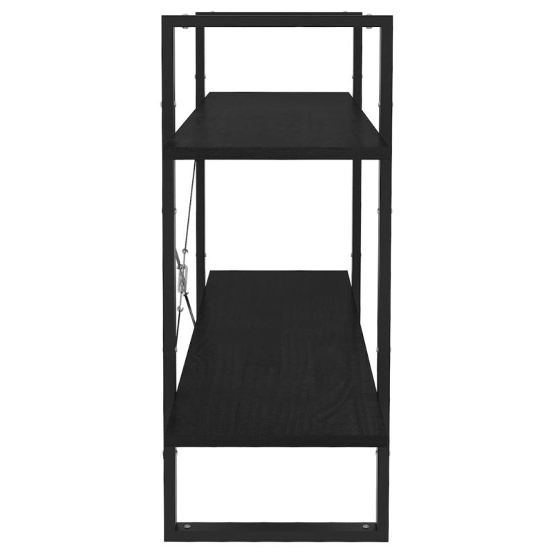 vidaXL Knižnica s 2 policami čierna 100x30x70 cm masívna borovica 