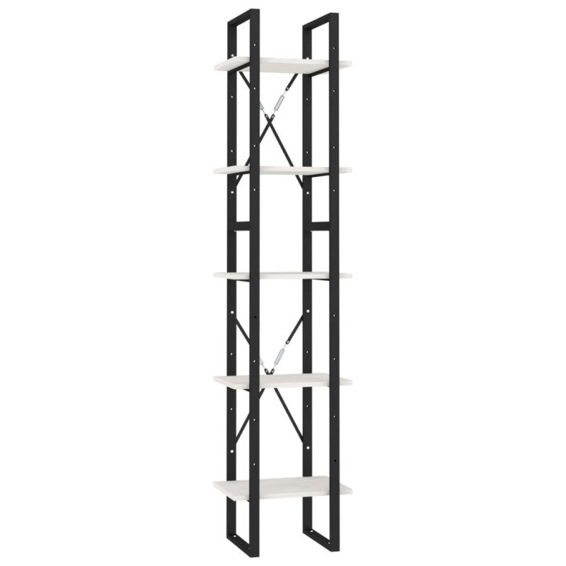 vidaXL Knižnica s 5 policami biela 40x30x175 cm borovicové drevo