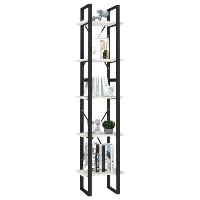 vidaXL Knižnica s 5 policami biela 40x30x175 cm borovicové drevo