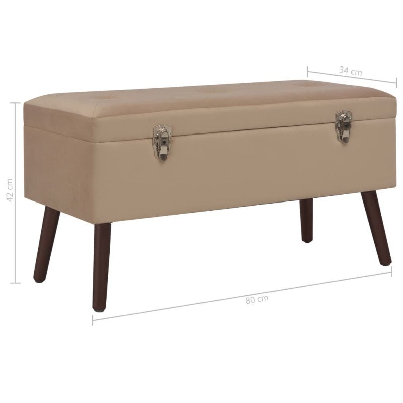 vidaXL Lavica s úložným priestorom 80 cm béžová zamat