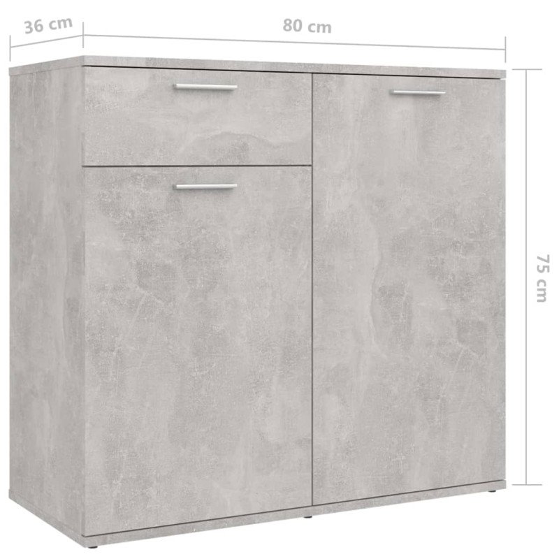 vidaXL Komoda betónová sivá 160x36x75 cm drevotrieska