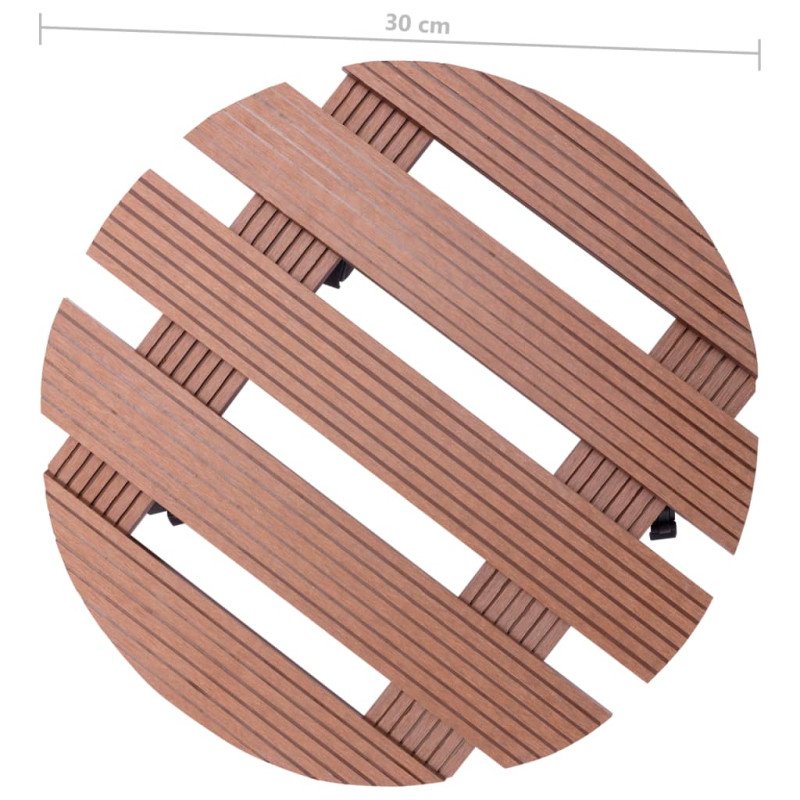 vidaXL Podstavce pod kvetináč 4 ks hnedé Ø30x7,5 cm WPC