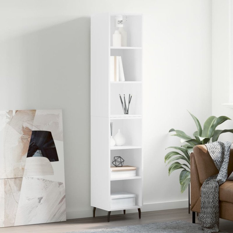 vidaXL Vysoká skrinka lesklá biela 34,5x32,5x180 cm spracované drevo