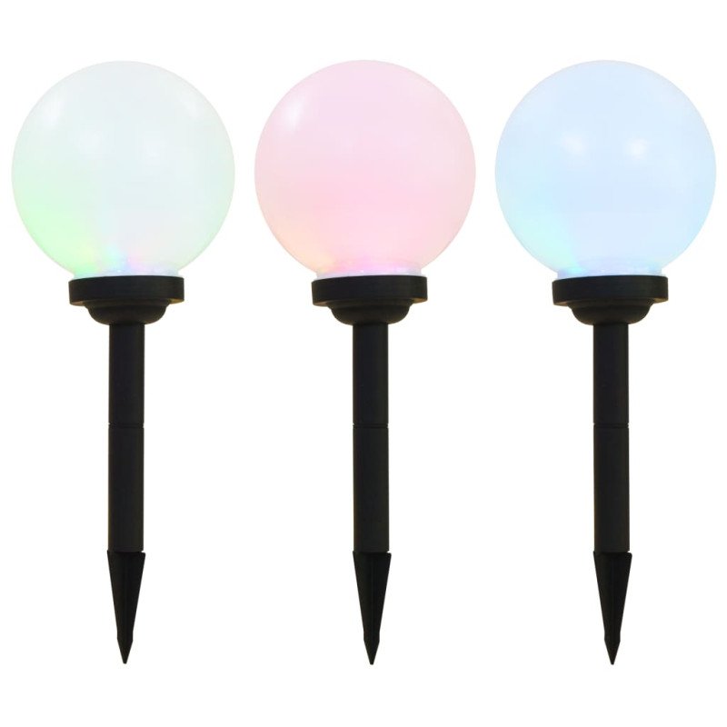 vidaXL Vonkajšie solárne lampy 3 ks 20 cm LED guľové RGB