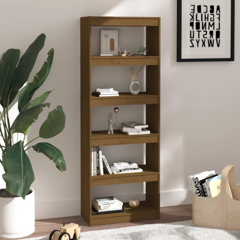 vidaXL Knižnica/deliaca stena medová 60x30x167,5 cm masívna borovica