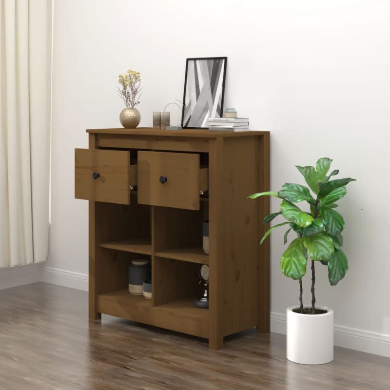 vidaXL Komoda medovo-hnedá 70x35x80 cm masívne borovicové drevo